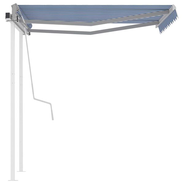 vidaXL Tenda da Sole Retrattile Manuale con Pali 3x2,5 m Blu e Bianca