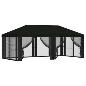 vidaXL Copertura Gazebo con Pareti Laterali 6 x 3 m Nero Poliestere