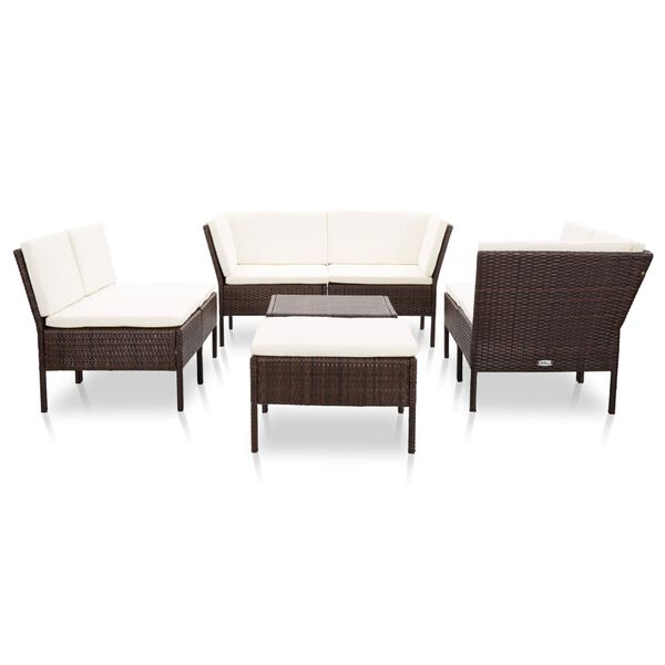 vidaXL Set Divani da Giardino 8 pz con Cuscini in Polyrattan Marrone