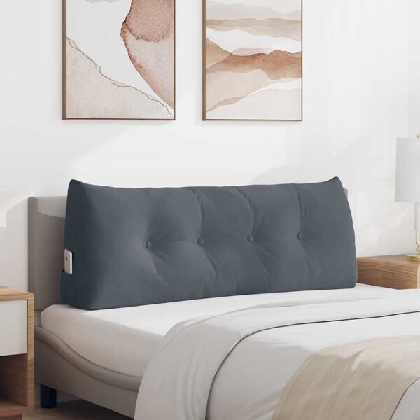 vidaXL Cuscino per Schiena Grigio scuro 120 x 24 x 50 cm Velluto