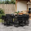 vidaXL Set da Pranzo da Giardino 9 pz con Cuscini Nero in Polyrattan
