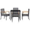 vidaXL Set da Pranzo per Giardino 5 pcs Nero polyrattan