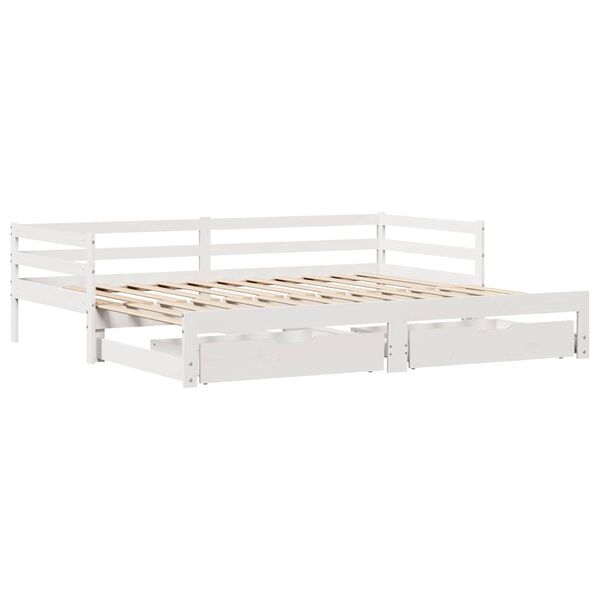 vidaXL Letto Estraibile con Cassetti senza Materasso Bianco 80x200 cm