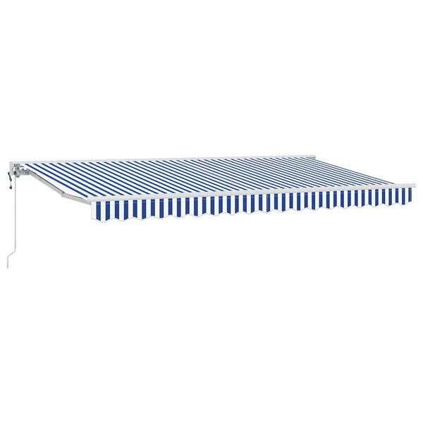 vidaXL Tenda Retrattile Blu e Bianco 400 x 200 cm Poliestere e Metallo