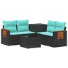 vidaXL Set di divani 6 pz Nero e Blu Rattan sintetico e Acciaio