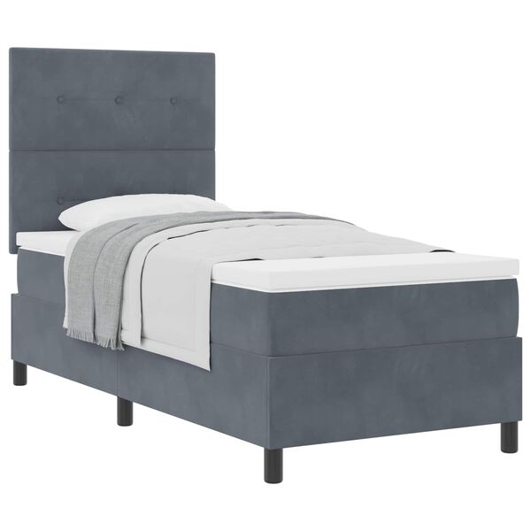 vidaXL Letto a molle con materasso Grigio scuro 90 x 190 cm Tessuto