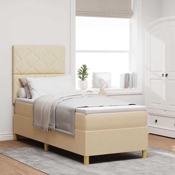 vidaXL Letto a molle con materasso Crema 80 x 200 cm Tessuto
