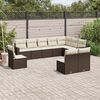 vidaXL Set Divani da Giardino 10pz con Cuscini in Polyrattan Marrone