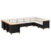 vidaXL Set Divani da Giardino 9 pz con Cuscini Nero in Polyrattan