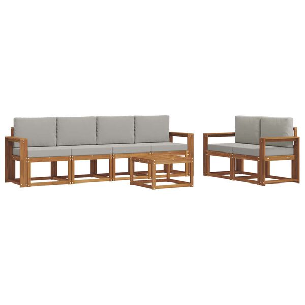 vidaXL Set di divani da esterno 7 pcs Grigio Naturale e Chiaro