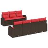 vidaXL Set di divani 8 pz 7-Numero di posti Marrone e Rosso Poliestere