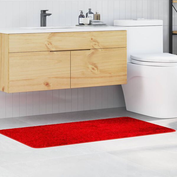 vidaXL Tappetino da bagno antiscivolo Rosso 70 x 120 cm PP