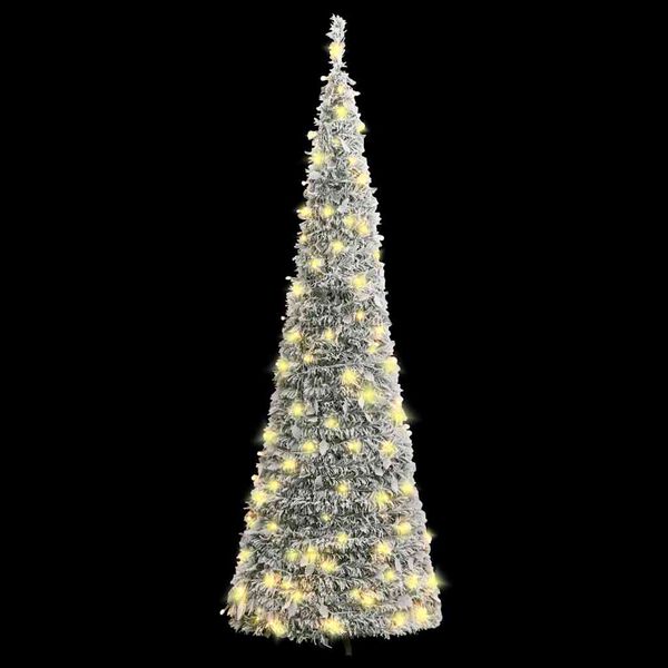 vidaXL Albero di Natale Artificiale Pop-up Neve Fioccata 50 LED 120 cm