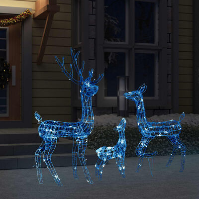vidaXL Famiglia di Renne di Natale 300 LED Blu in Acrilico