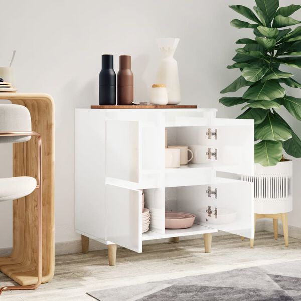 vidaXL Credenza Bianco Lucido 60x35x70 cm in Legno Multistrato