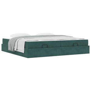 vidaXL Struttura letto con materasso con materasso 2 pcs Verde Velluto