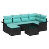 vidaXL Set Divano da Giardino 7 pz Nero polyrattan