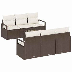 vidaXL Set di divani 7 pz 6-Numero di posti Marrone e Crema polyrattan