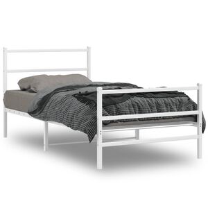 vidaXL Giroletto con Testiera e Pediera Metallo Bianco 100x190 cm