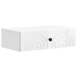 vidaXL Tavolino da Parete Laterale 59 x 34,5 x 17 cm Bianco Lucido