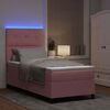 vidaXL Letto a Sorgente LED con materasso Rosa 90 x 190 cm Tessuto