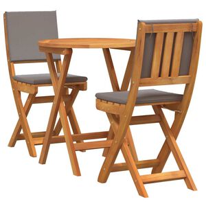 vidaXL Set bistrot 3 pz Olio Naturale Legno di Acacia Massello