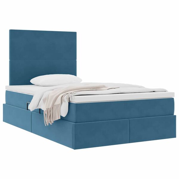 vidaXL Letto con contenitore e materasso Blu 120 x 190 cm Velluto