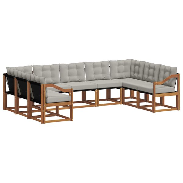 vidaXL Set di divani da esterno 9 pcs Grigio Naturale e Chiaro