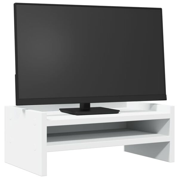 vidaXL Supporto per Monitor Bianco 42x24x16 cm in Legno Multistrato