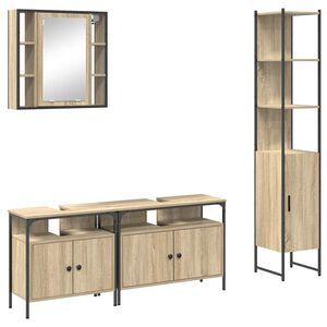 vidaXL Set di mobili per il bagno con lo scaffale 4 pcs Rovere Sonoma
