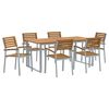 vidaXL Set da Pranzo per Giardino 7 pz Grigio Legno di Acacia Massello