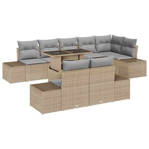 vidaXL Set Divano da Giardino 9 pcs Beige e Grigio Chiaro polyrattan