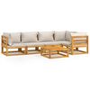 vidaXL Set Salotto Giardino 6pz Cuscini Grigio Chiaro Legno Massello