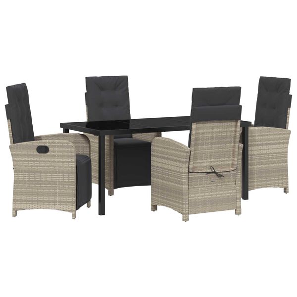 vidaXL Set da Pranzo per Giardino 5 pcs Grigio chiaro polyrattan
