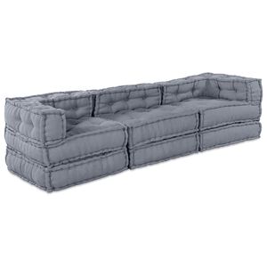 vidaXL Unit&agrave; di Divano Modulare Tessuto Grigio 210 x 70 x 56 cm