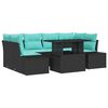 vidaXL Set Divano da Giardino 7 pz 6-Numero di posti Nero e Turchese