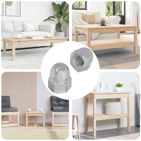 vidaXL Nuts a Ghianda 2 pcs Argento 12,8 x 12,8 x 6,5 cm Acciaio