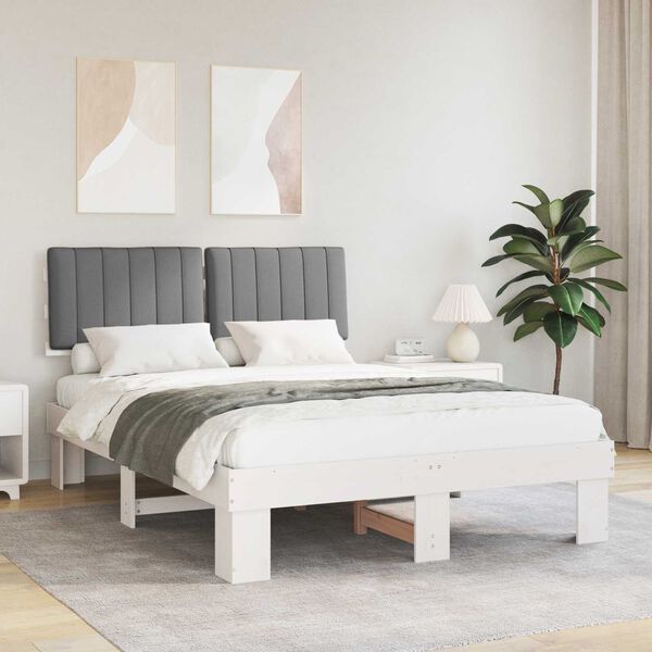vidaXL Letto con Testiera Rivestita Grigio chiaro 135 x 190 cm