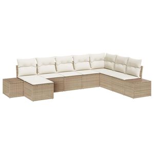 vidaXL Set Divano da Giardino con cuscino 8 pcs Beige polyrattan
