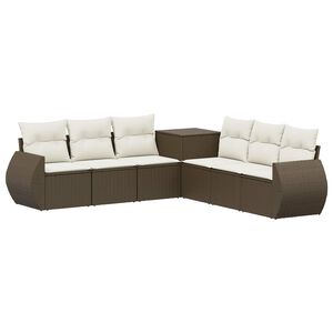 vidaXL Set di divani 7 pz Marrone e Bianco Crema