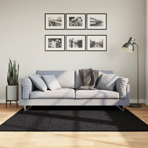 vidaXL Tappeto Shaggy PAMPLONA a Pelo Lungo Moderno Nero 160x160 cm