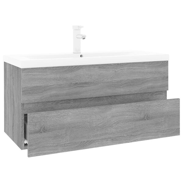 vidaXL Mobile Bagno e Lavabo Integrato Grigio Sonoma Legno Multistrato