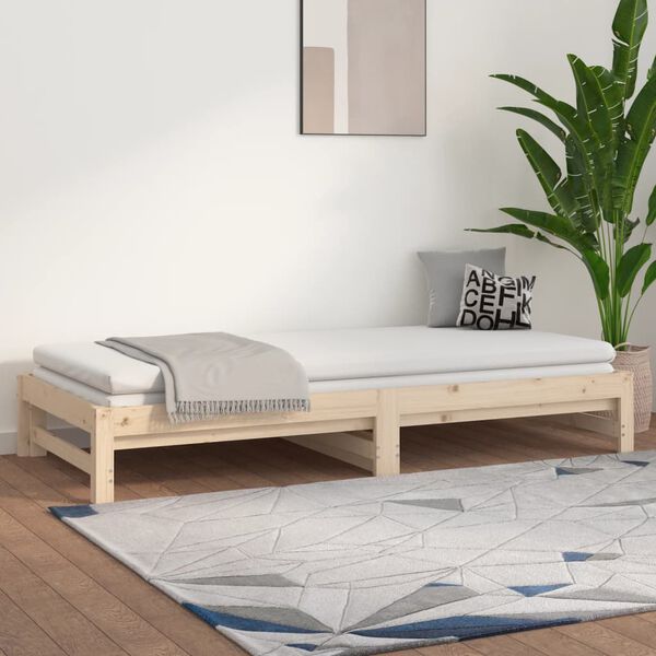 vidaXL Dormeuse Estraibile 2x(80x200) cm in Legno Massello di Pino