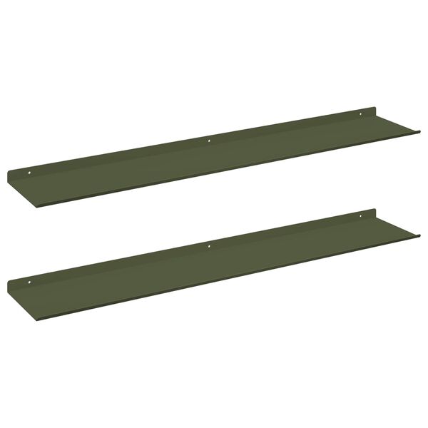 vidaXL Mensola sospesa 2 pcs Verde oliva 100 x 18 x 2,5 cm Acciaio