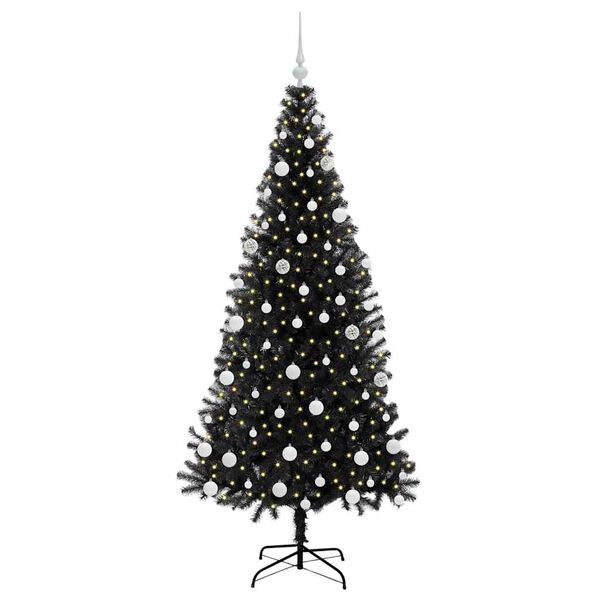 vidaXL Albero di Natale con 300 LED con supporto Nero 180 cm PVC