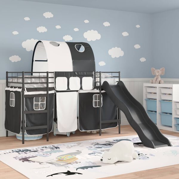 vidaXL Struttura del letto loft per bambini Nero 74,5 x 190 cm Metallo