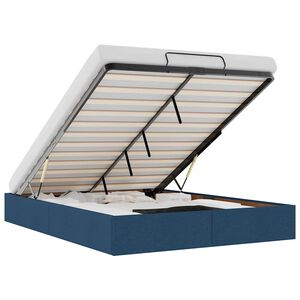 vidaXL Struttura Letto Pouf senza Materasso Blu 140x190 cm in Tessuto