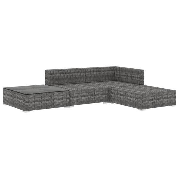 vidaXL Set Divani da Giardino 4 pz con Cuscini in Polyrattan Grigio