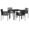 vidaXL Set da Pranzo per Giardino 5 pcs Nero Rattan in PE