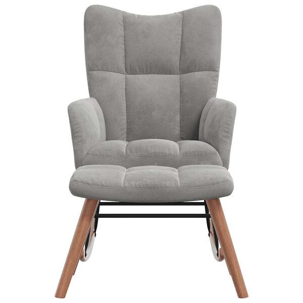 vidaXL Poltrona a Dondolo con Poggiapiedi Grigio Chiaro in Velluto